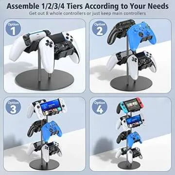 Kytok Gamer Gifts, Headset Stand 4 Tiers with Cable Organizer, Controller Stand Compatible with PS5/Xbox/Nintendo Switch/PS Portal/PS4, Headset Holder & Controller Holder for 8 Packs Controller