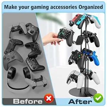 Kytok Gamer Gifts, Headset Stand 4 Tiers with Cable Organizer, Controller Stand Compatible with PS5/Xbox/Nintendo Switch/PS Portal/PS4, Headset Holder & Controller Holder for 8 Packs Controller