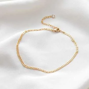 MEVECCO Gold Plain Chain Choker Necklace,14K Gold Plated Dainty Cute Link Lace Thin Clavicle Chain Long Necklace Delicate Fashion Choker Necklace Jewelry Gift for Women