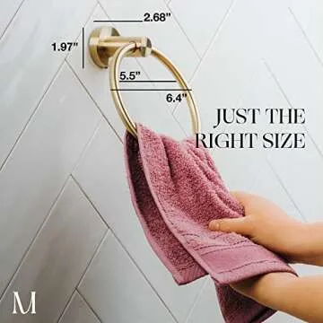 Marmolux Acc Brushed Gold Towel Ring - Modern Hand Towel Holder for Wall - SUS304 Stainless Steel Bathroom Towel Rack - Round Bathroom Towel Hanger - Towel Rack Bathroom - Towel Bar - Gold Towel Bar