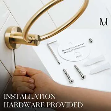 Marmolux Acc Brushed Gold Towel Ring - Modern Hand Towel Holder for Wall - SUS304 Stainless Steel Bathroom Towel Rack - Round Bathroom Towel Hanger - Towel Rack Bathroom - Towel Bar - Gold Towel Bar