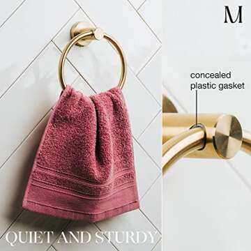 Marmolux Acc Brushed Gold Towel Ring - Modern Hand Towel Holder for Wall - SUS304 Stainless Steel Bathroom Towel Rack - Round Bathroom Towel Hanger - Towel Rack Bathroom - Towel Bar - Gold Towel Bar