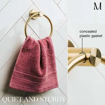 Marmolux Acc Brushed Gold Towel Ring - Modern Hand Towel Holder for Wall - SUS304 Stainless Steel Bathroom Towel Rack - Round Bathroom Towel Hanger - Towel Rack Bathroom - Towel Bar - Gold Towel Bar