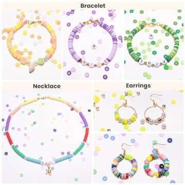 Tilhumt 16000Pcs Clay Beads Bracelet Making Kit in 96 Colors, 5 Boxes Friendship Bracelet Kit Flat P...