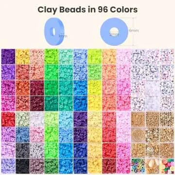 Tilhumt 16000Pcs Clay Beads Bracelet Making Kit in 96 Colors, 5 Boxes Friendship Bracelet Kit Flat Polymer Heishi Beads with Charms for Jewelry Making