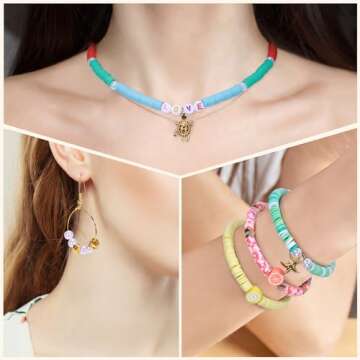 Tilhumt 16000Pcs Clay Beads Bracelet Making Kit in 96 Colors, 5 Boxes Friendship Bracelet Kit Flat Polymer Heishi Beads with Charms for Jewelry Making