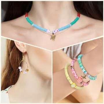 Tilhumt 16000Pcs Clay Beads Bracelet Making Kit in 96 Colors, 5 Boxes Friendship Bracelet Kit Flat Polymer Heishi Beads with Charms for Jewelry Making