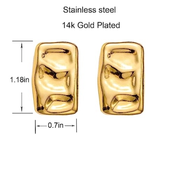 Chic Chunky Gold Rectangle Stud Earrings for Women