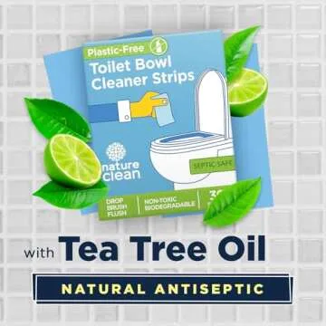 Nature Clean Non-Toxic Toilet Bowl Cleaners Strips 36 count, Plastic-Free Packaging, Natural Toilet Cleaner Septic Safe, Refresh Toilets & Bathroom. No Splash
