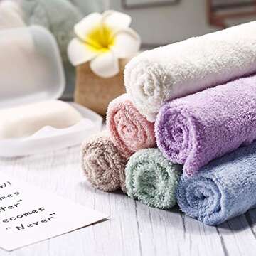 Satinior 6 Pieces Face Wash Cloth 12 x 12 in Makeup Remover Cloths Towel Coral Velvet Facial Microfi...