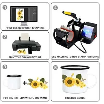 MAIKESUB 4 Pack Sublimation Blank Enamel Mug 12 OZ with Black Rim Camping Travel Coffee Metal Mug Can be used as a gift for Christmas Thanksgiving Mother's Day Father's Day