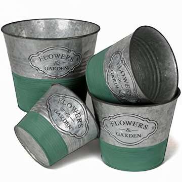 Briful Vintage Galvanized Buckets for Decor and Plants