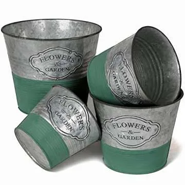 Briful Vintage Galvanized Buckets for Decor and Plants