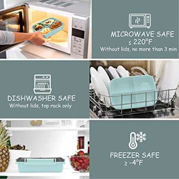 Sunhanny Bento Box Adult Lunch Box, Bento Lunch Box Containers, 50-oz Bento Box for adults with Compartments, Sauce Container, Chopsticks and Spork, Green