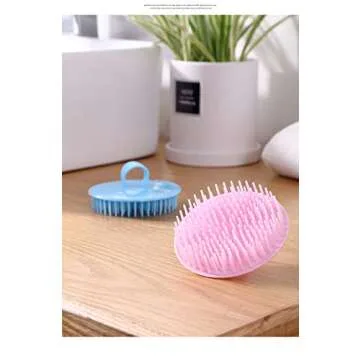 Aroveea Hair Scalp Brush Dandruff Cleaning Brush Shower Scalp Shampoo Brush Scalp Massager Pack of 4(Blue and Pink)