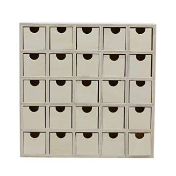 Creative Hobbies 25 Drawer Wooden Advent Calendar, DIY Unfinished Storage Box, Ready to Decorate, Pr...