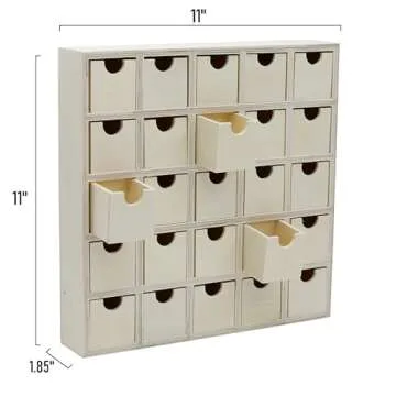 Creative Hobbies 25 Drawer Wooden Advent Calendar, DIY Unfinished Storage Box, Ready to Decorate, Pre Assembled, Storage Organizer
