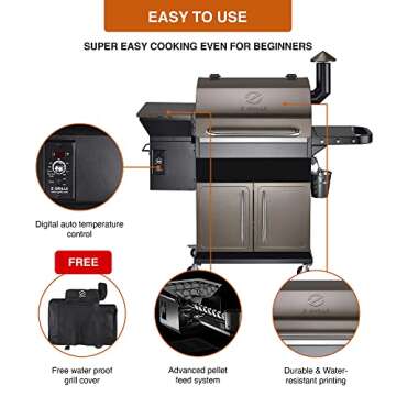 Z Grills ZPG-1000D 2020 New Model 8 in 1 BBQ Grill Auto Temperature Control, 1000 sq in Bronze