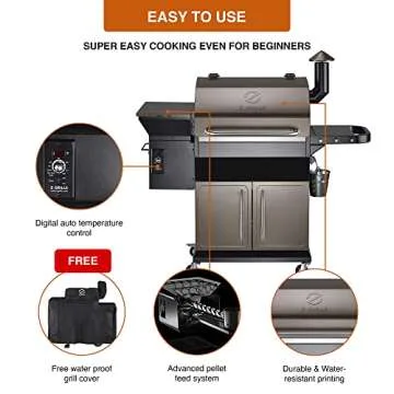 Z Grills ZPG-1000D 2020 New Model 8 in 1 BBQ Grill Auto Temperature Control, 1000 sq in Bronze