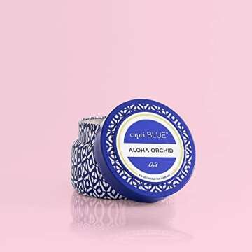 Capri Blue Aloha Orchid Printed Travel Tin Candle - Luxury Tropical Scented Candles for Home - Long ...