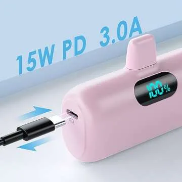 Small Portable Charger for iPhone,Upgraded 5000mAh PD Fast Charging Power Bank,Mini Battery Pack Backup Charger Compatible with iPhone 14/14 Pro Max/13/13 Pro/12 Pro/11/XS/XR/X/8/7/6 etc-Pink
