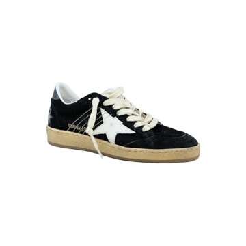 Golden Goose Women's Fashion Distressed Sneakers - Italian Leather Ball Star Design Trendy Shoes, Bl...