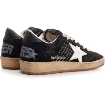 Golden Goose Women's Fashion Distressed Sneakers - Italian Leather Ball Star Design Trendy Shoes, Black Sneakers (US Footwear Size System, Adult, Women, Numeric, Narrow, 6)