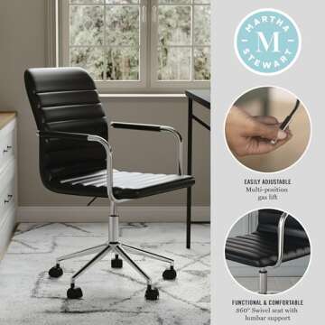 Martha Stewart Taytum Swivel Task Chair - Stylish Comfort