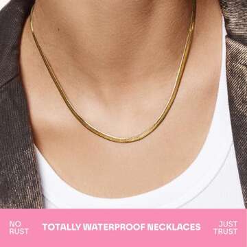 Hey Harper Herringbone Necklace - Waterproof 14K Gold Jewelry