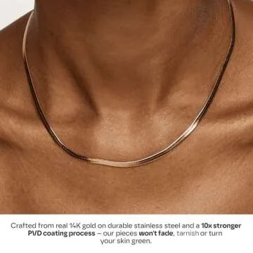 Hey Harper Herringbone Necklace - Waterproof 14K Gold Jewelry
