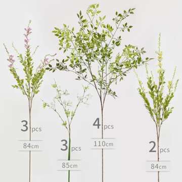 MISSPIN 12pcs 44inch Fake Flowers Home Decor Faux Greenery Stems Branches for Vase Artificial Flower...