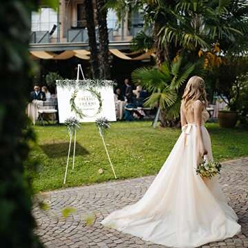 White Easel Stand for Display Wedding Sign & Poster - 63 Inches Tall Easels for Display Holder - Col...