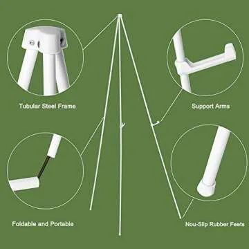 White Easel Stand for Display Wedding Sign & Poster - 63 Inches Tall Easels for Display Holder - Collapsable Portable Poster Easel - Floor Adjustable Metal Painting Easel Tripod