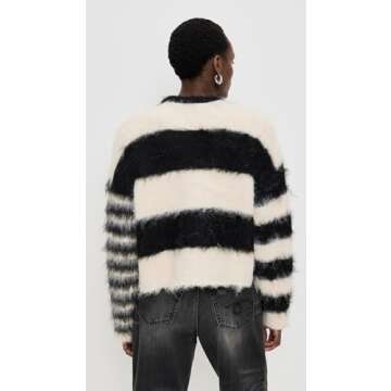 Ragged Priest Women's Humbug Knit Sweater, Ecru/Black, S