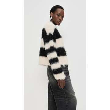 Ragged Priest Women's Humbug Knit Sweater, Ecru/Black, S