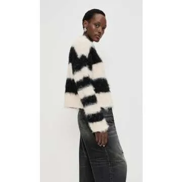 Ragged Priest Women's Humbug Knit Sweater, Ecru/Black, S