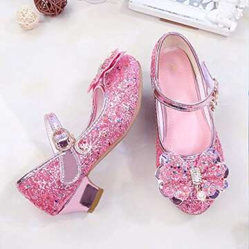 Walofou Pink Princess Shoes for Girls - Toddler to Big Kid