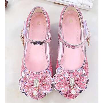 Walofou Pink Princess Shoes for Girls - Toddler to Big Kid