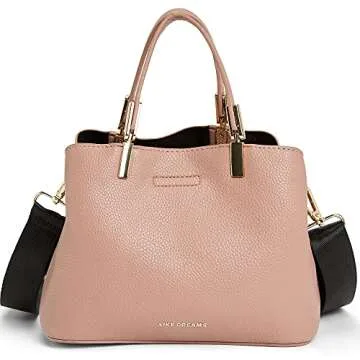 Like Dreams Women's Everyday Vegan Leather Top Handle Detachable Long Strap Bucket Fashion Crossbody (Mauve)