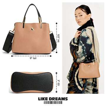 Like Dreams Women's Everyday Vegan Leather Top Handle Detachable Long Strap Bucket Fashion Crossbody (Mauve)