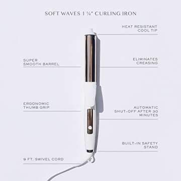 Kristin Ess Hair 1 1/4" Titanium Curling Iron for Beach Waves + Curls for Medium and Long Hair, Smoo...