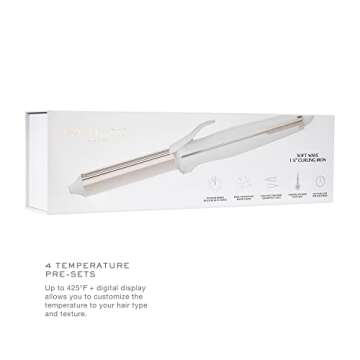 Kristin Ess Hair 1 1/4" Titanium Curling Iron for Beach Waves + Curls for Medium and Long Hair, Smoothing + Frizz Control, Dual Voltage, Auto Shut-Off