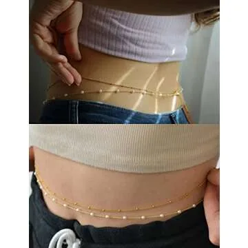 TOBENY 18K Gold Plated Layered Waist Chain for Women Multilayer Belly Chain for the Waist Adjustable Waist Chains 27.5 Inch-35.5 Inch Summer Body Chain Jewelry Belly Jewelry for Women