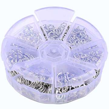 Supla Open Jump Rings 4mm 5mm 6mm 7mm 8mm 10mm 21 Gauge and 19 Gauge,Lobster Claw Clasp 12 x 7mm for jewlery Making findings (Dull Silver)