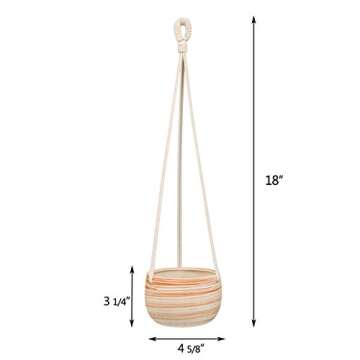 Mkono Ceramic Hanging Planter Macrame Plant Holder 5 Inch Cute Succulent Cactus Pot with Cotton Rope Hanger for Indoor Outdoor Decor, 1 Pack
