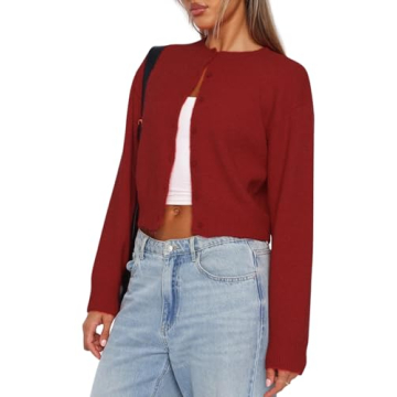 Cute Cropped Cardigan for Women – Soft Y2K Style
