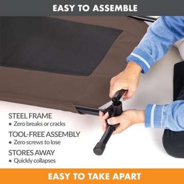 K&H Pet Products Outdoor Elevated Dog Cot, Breathable Cooling Elevated Cot Hammock Pet Bed for Small Dogs, Washable Mesh Cover, Raised Metal Frame, Collapsible, Portable - Small 22 X 17in Chocolate