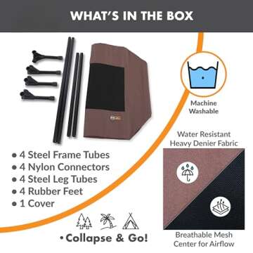 K&H Pet Products Outdoor Elevated Dog Cot, Breathable Cooling Elevated Cot Hammock Pet Bed for Small Dogs, Washable Mesh Cover, Raised Metal Frame, Collapsible, Portable - Small 22 X 17in Chocolate