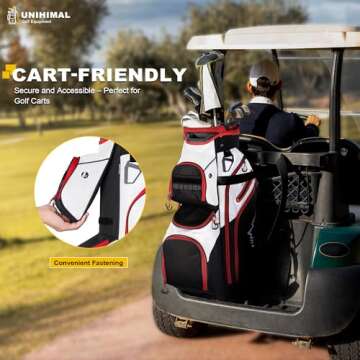 UNIHIMAL Golf Cart Bag with 15 Way Organizer & Rain Cover
