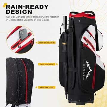 UNIHIMAL Golf Cart Bag with 15 Way Organizer & Rain Cover
